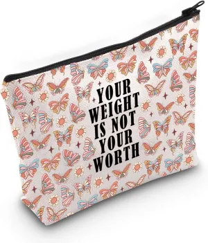 JNIAP Eating Disorder Recovery Gift Your Weight is Not Your Worth Cosmetic Bag ED Awareness Gift (your weight Bag)