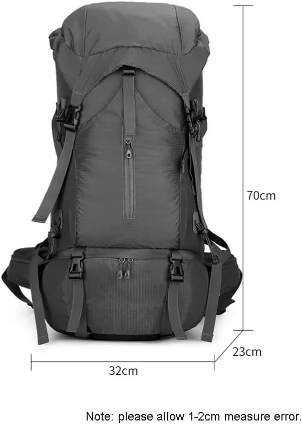 JSEIAJB 70L Nylon Camping Backpack Travel Bag with Rain Cover Outdoor Hiking Daypack Mountaineering Backpack Shoulder Bags