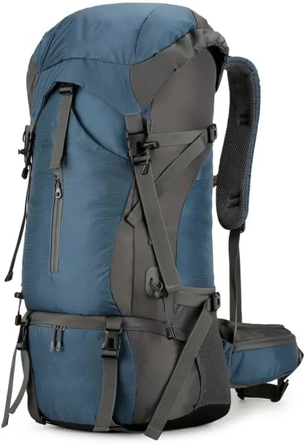 JSEIAJB 70L Nylon Camping Backpack Travel Bag with Rain Cover Outdoor Hiking Daypack Mountaineering Backpack Shoulder Bags