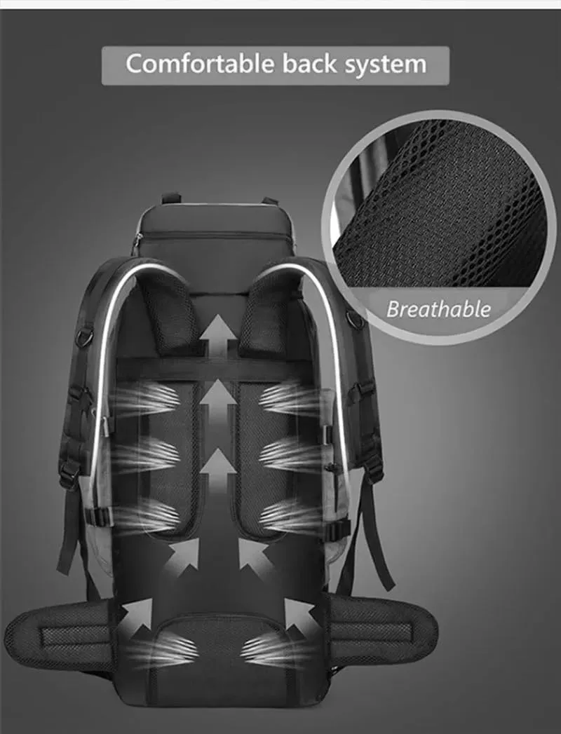 JSEIAJB 90L Travel Camping Rucksack Large Nylon Hiking Climbing Sports Bag Trekking Mountaineering Big Capacity Backpack