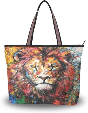 JSTEL Tote Bag for Women with Zipper,Polyester Tote Purse Holiday Tote Bag Work Handbag Women Gift