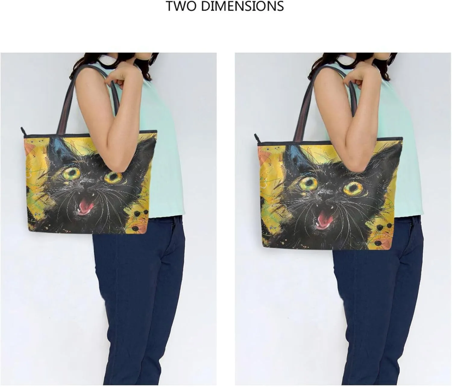 JSTEL Tote Bag for Women with Zipper,Polyester Tote Purse Holiday Tote Bag Work Handbag Women Gift