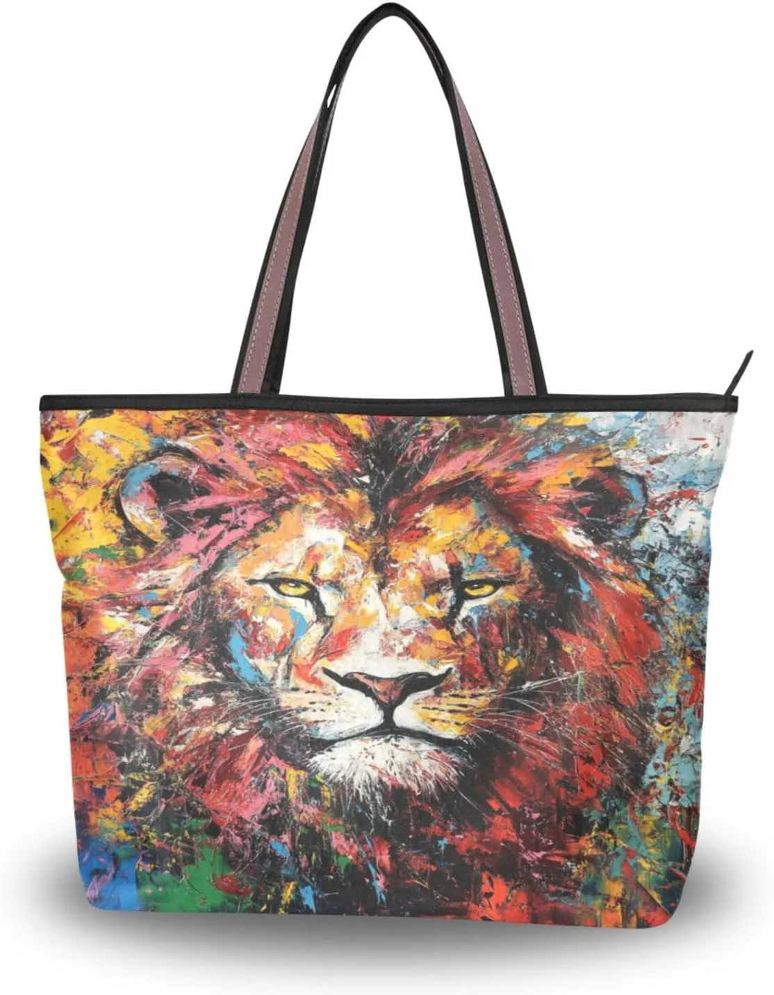 JSTEL Tote Bag for Women with Zipper,Polyester Tote Purse Holiday Tote Bag Work Handbag Women Gift