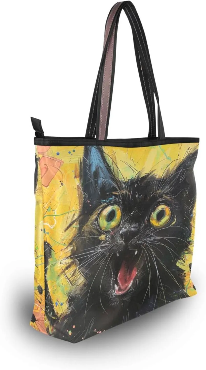 JSTEL Tote Bag for Women with Zipper,Polyester Tote Purse Holiday Tote Bag Work Handbag Women Gift
