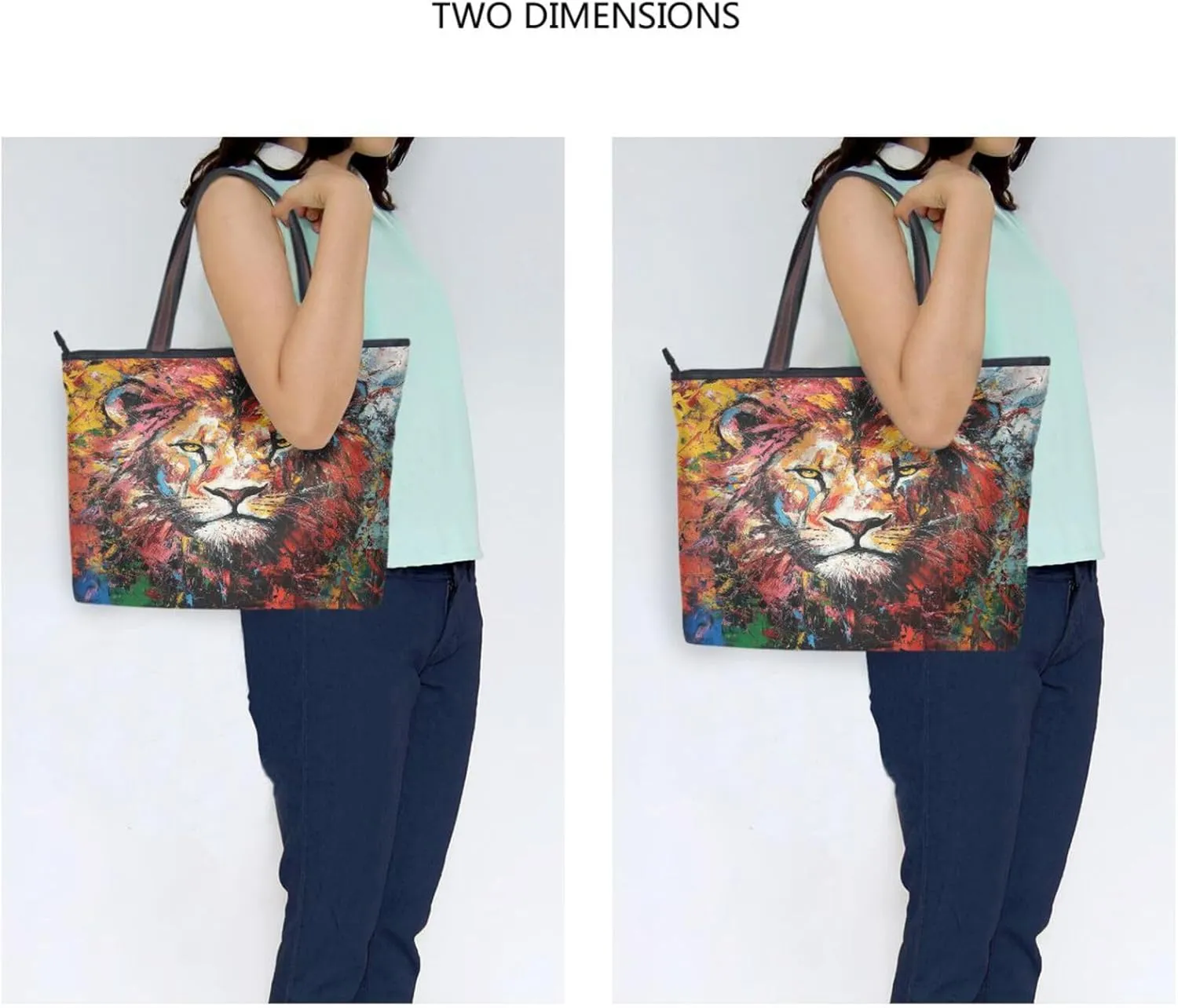 JSTEL Tote Bag for Women with Zipper,Polyester Tote Purse Holiday Tote Bag Work Handbag Women Gift