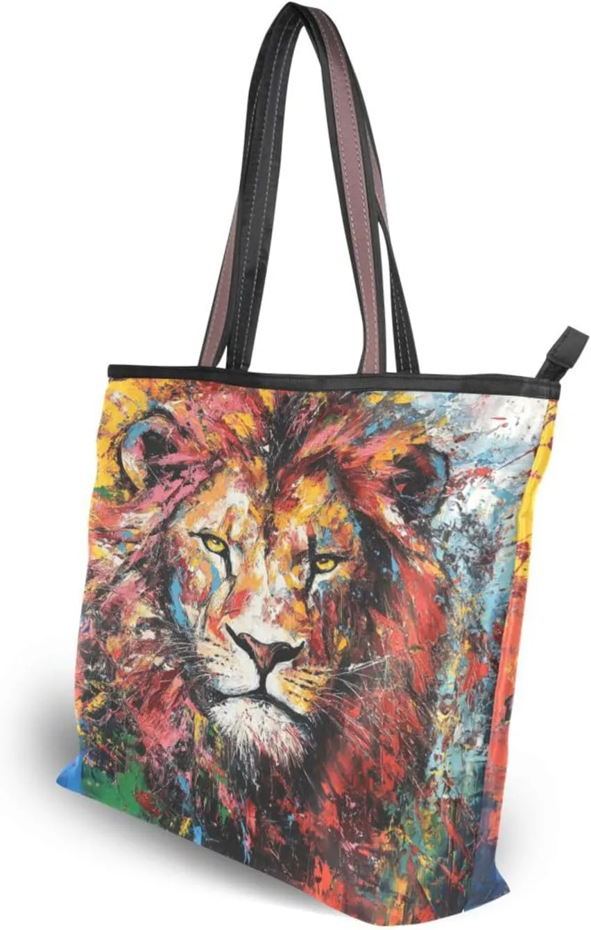 JSTEL Tote Bag for Women with Zipper,Polyester Tote Purse Holiday Tote Bag Work Handbag Women Gift