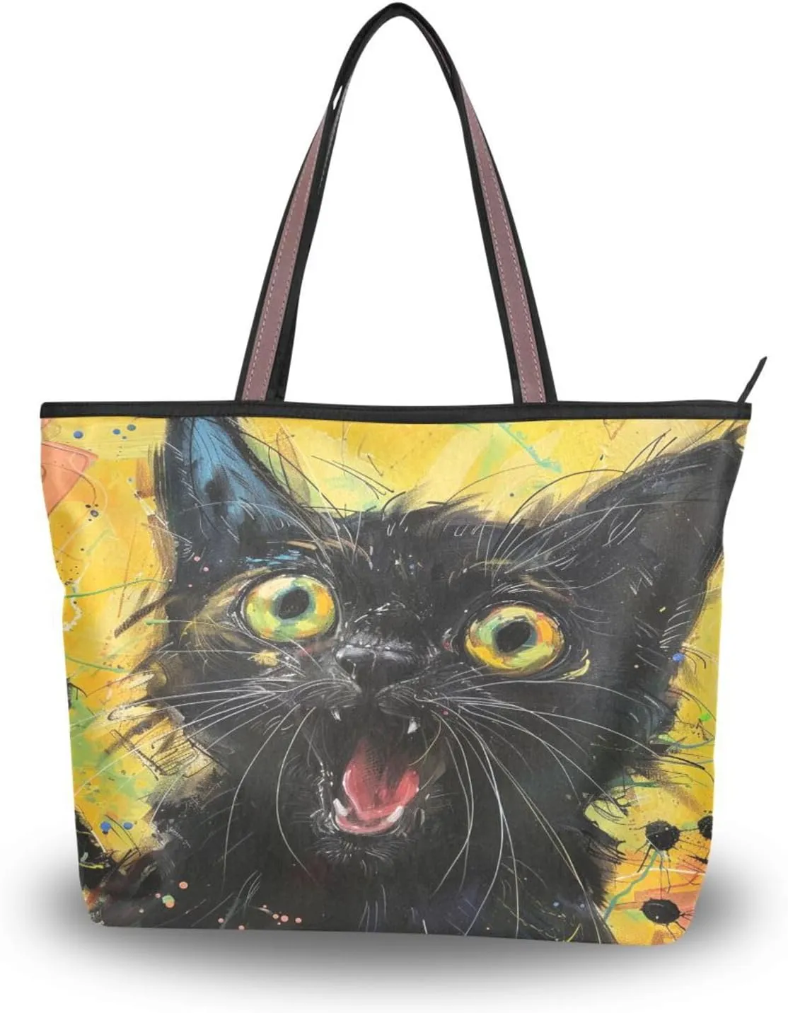 JSTEL Tote Bag for Women with Zipper,Polyester Tote Purse Holiday Tote Bag Work Handbag Women Gift