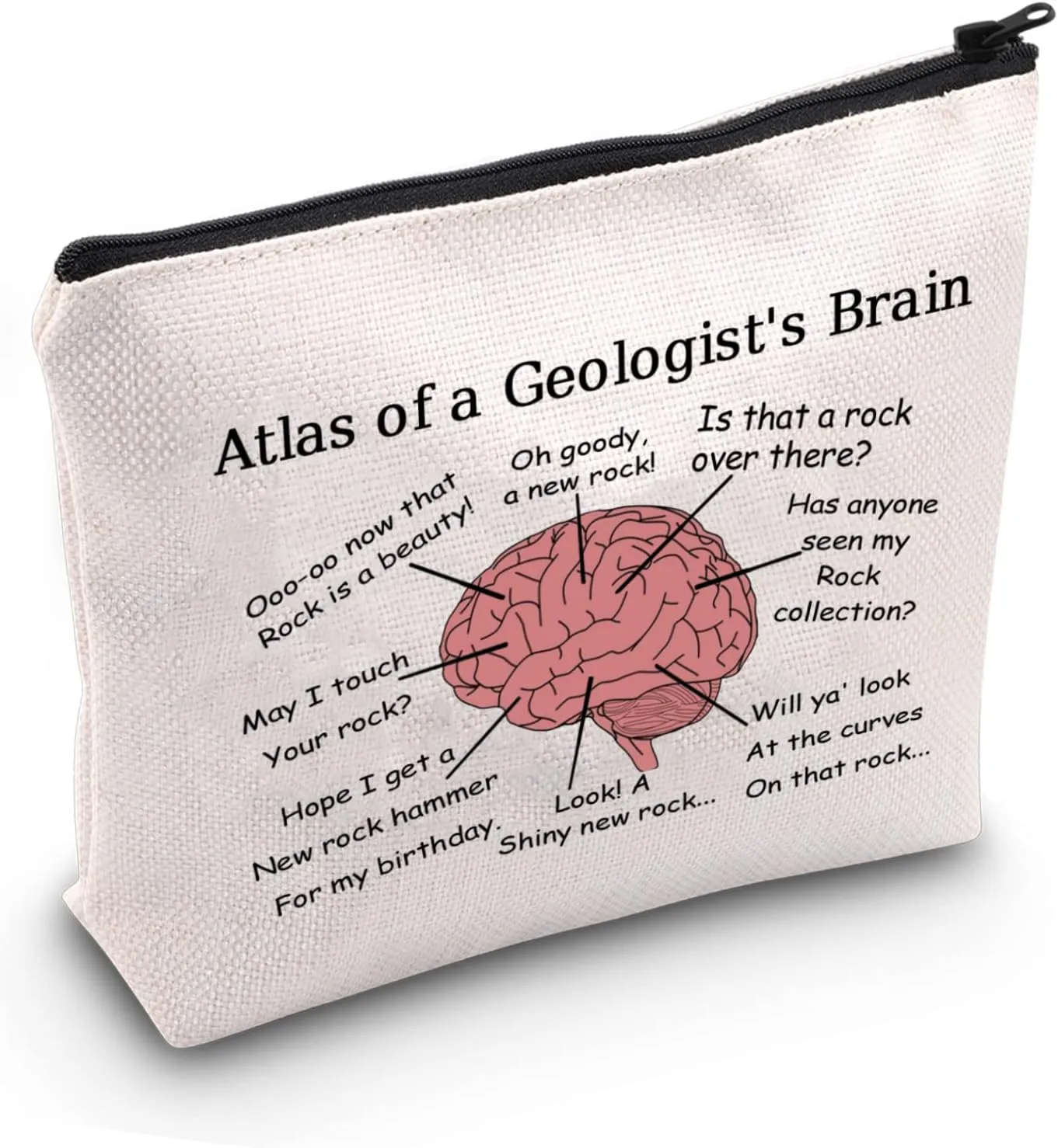 JXGZSO Funny Geologist Gifts Atlas of a Geologist's Brain Makeup Bags Geology Rock Collector Bags (Atlas of a Geologist's Brain)