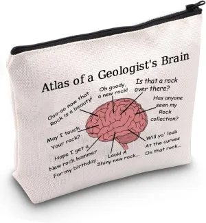 JXGZSO Funny Geologist Gifts Atlas of a Geologist's Brain Makeup Bags Geology Rock Collector Bags (Atlas of a Geologist's Brain)