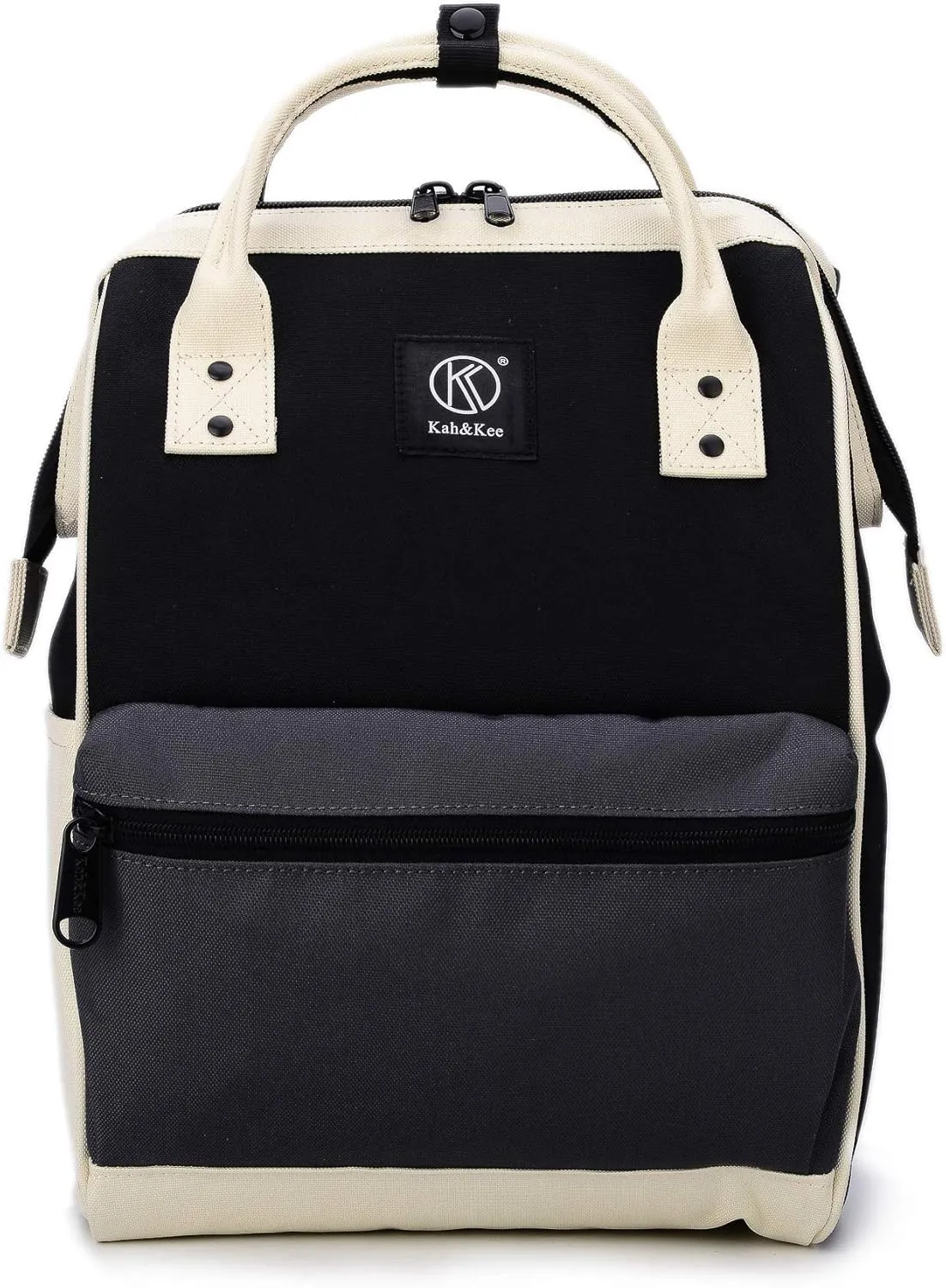 Kah&Kee Polyester Travel Backpack Functional Anti-theft School Laptop for Women Men (Black/Grey, Small)