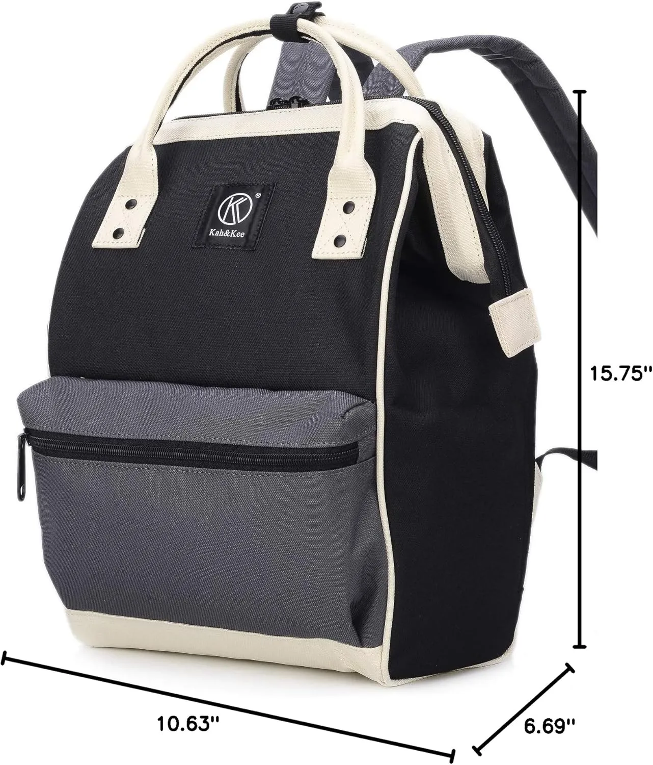 Kah&Kee Polyester Travel Backpack Functional Anti-theft School Laptop for Women Men (Black/Grey, Small)