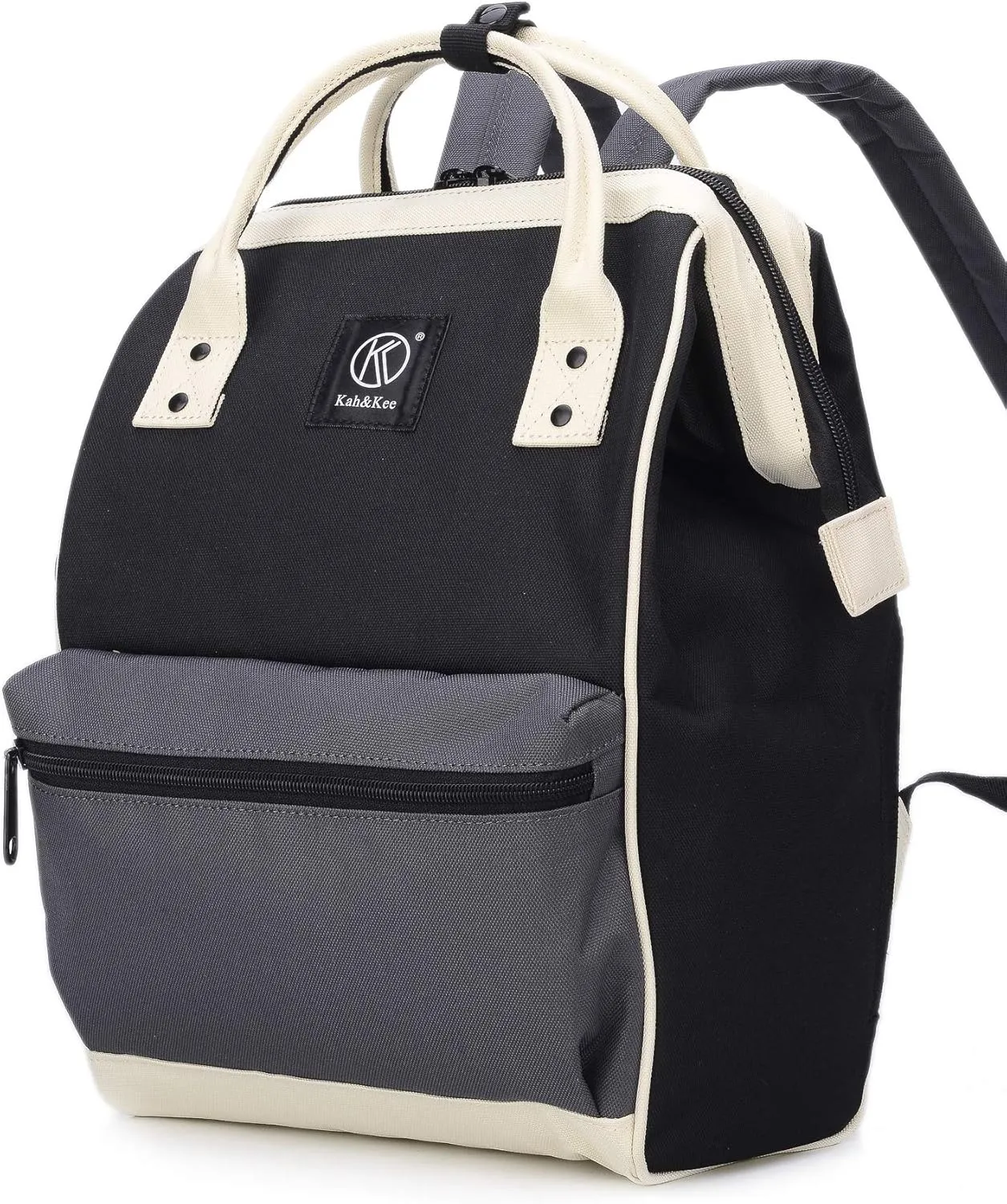 Kah&Kee Polyester Travel Backpack Functional Anti-theft School Laptop for Women Men (Black/Grey, Small)