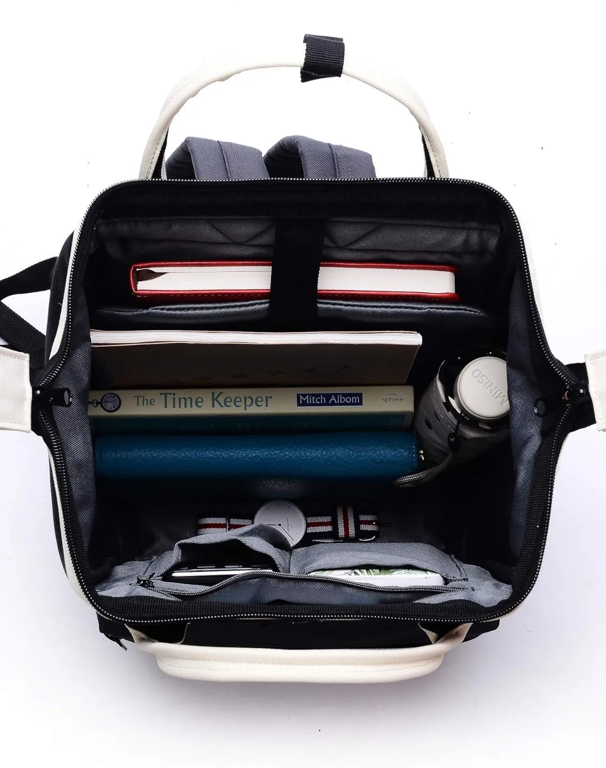 Kah&Kee Polyester Travel Backpack Functional Anti-theft School Laptop for Women Men (Black/Grey, Small)