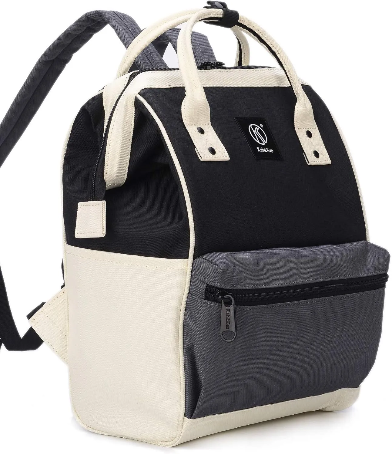 Kah&Kee Polyester Travel Backpack Functional Anti-theft School Laptop for Women Men (Black/Grey, Small)