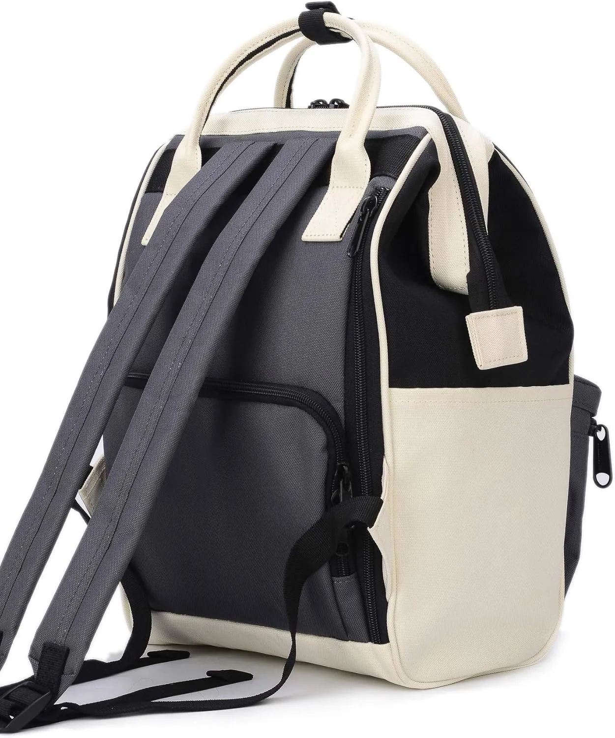 Kah&Kee Polyester Travel Backpack Functional Anti-theft School Laptop for Women Men (Black/Grey, Small)
