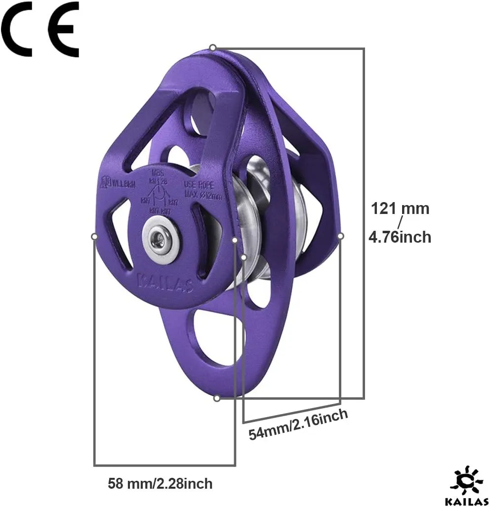 KAILAS Mobile Micro Climbing Rescue Pulley CE UIAA Certified Single/Double Pulley Rope 28kN Small Lightweight Heavy Duty Aluminum Steel