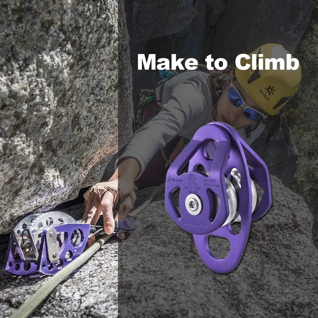 KAILAS Mobile Micro Climbing Rescue Pulley CE UIAA Certified Single/Double Pulley Rope 28kN Small Lightweight Heavy Duty Aluminum Steel