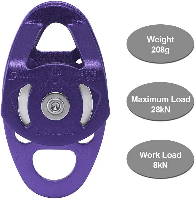 KAILAS Mobile Micro Climbing Rescue Pulley CE UIAA Certified Single/Double Pulley Rope 28kN Small Lightweight Heavy Duty Aluminum Steel