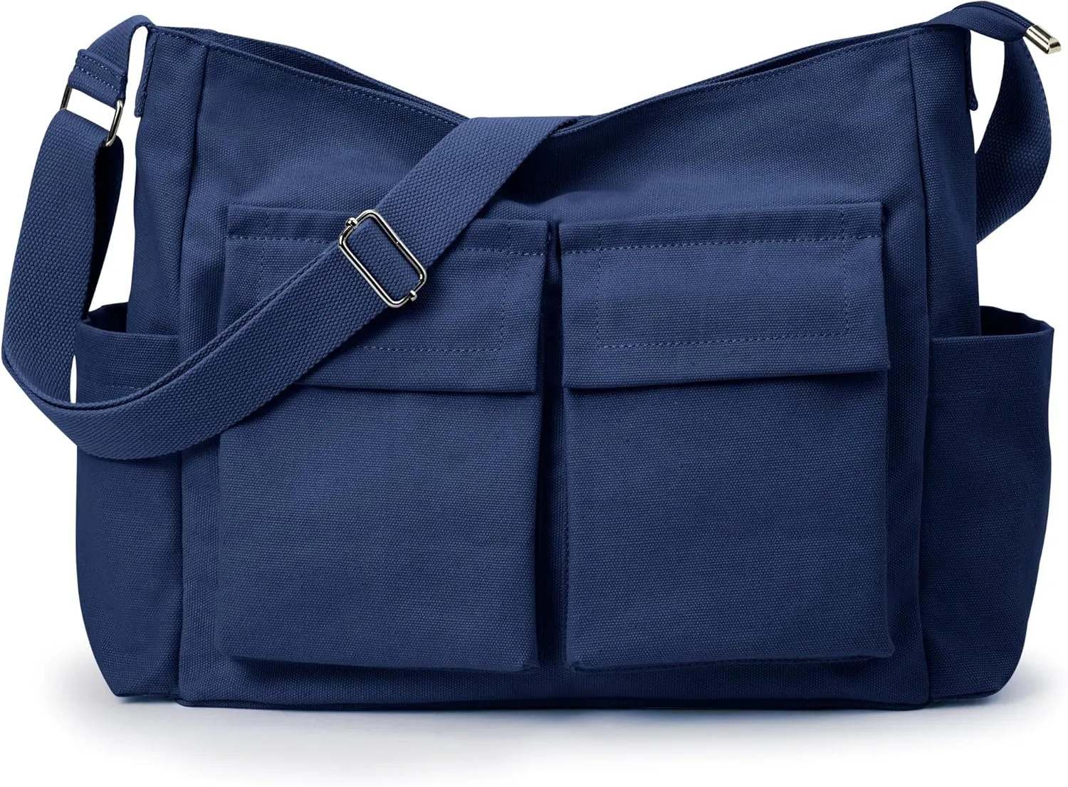 KALIDI Canvas Tote Bag Messenger Bag, Large Crossbody Bag for Women or Men, Casual Canvas Shoulder Bag for College Work Daily