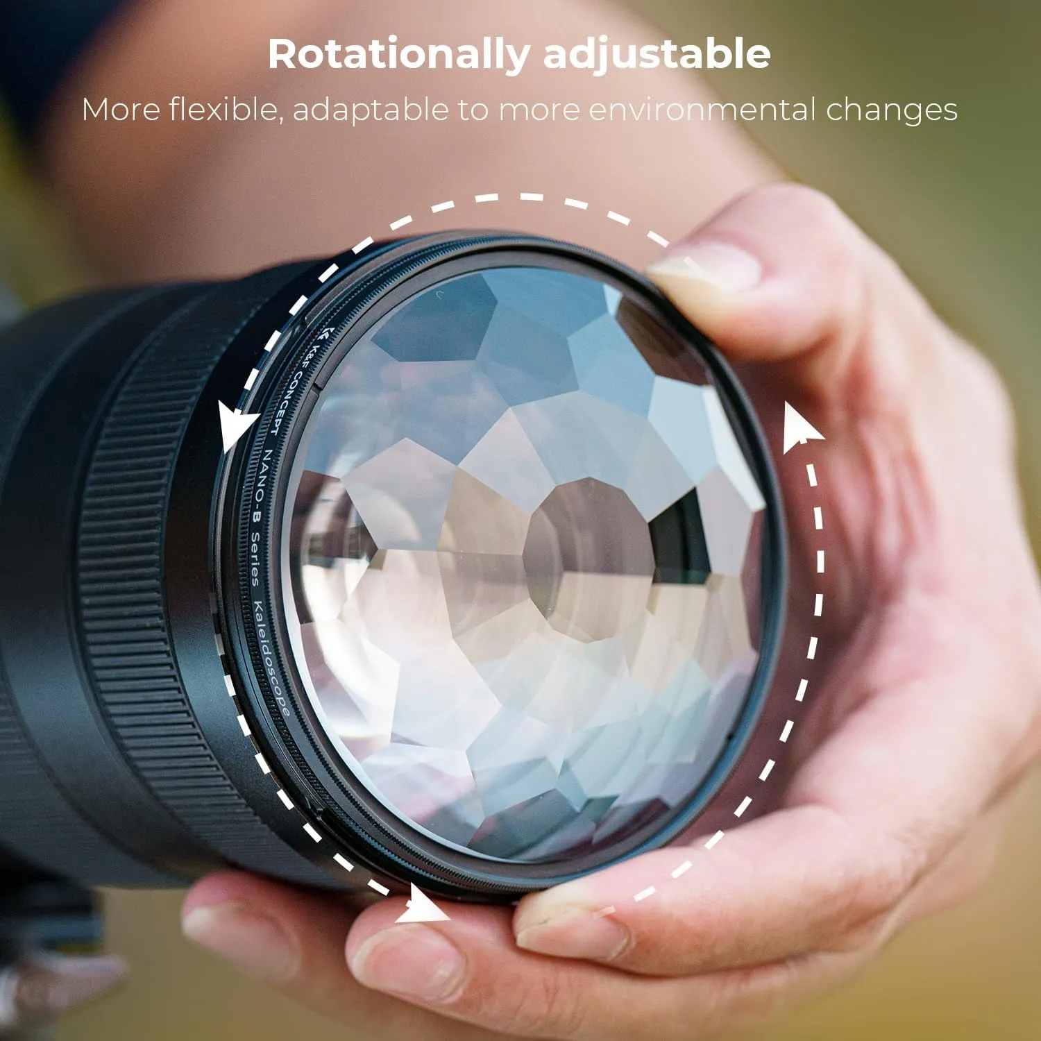 K&F Concept 58mm Kaleidoscope Filter, Special Effects Filter Prism Crystal Glass with Multi Refraction Subjects for Camera Lens