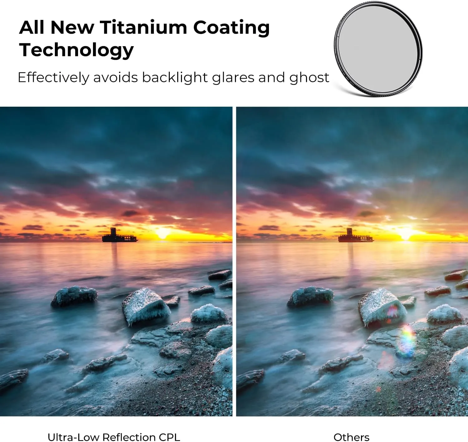 K&F Concept 77mm Ultra-Low Reflectivity Circular Polarizers Filter 28 Multi-Layer Coatings Ultra-Slim High Definition Polarizing Camera Lens Filter (Nano-X Series)