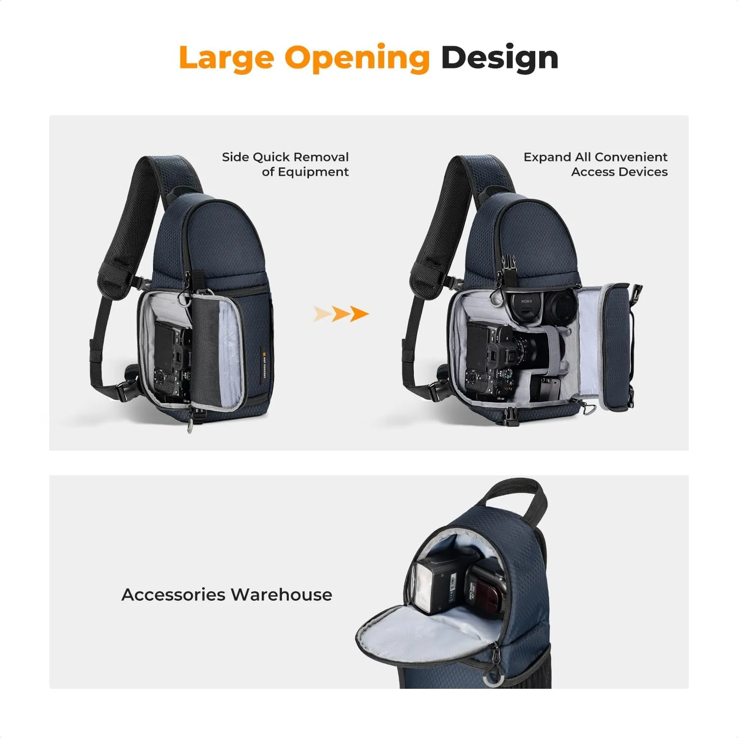 K&F Concept Camera Sling Bag Crossbody Bag Camera Shoulder Backpack DSLR/SLR/Mirrorless Photography Bags Compatible with Canon/Nikon/Sony/Fuji/Gopro/DJI