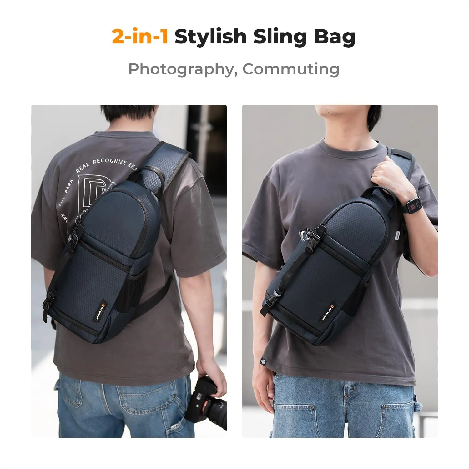 K&F Concept Camera Sling Bag Crossbody Bag Camera Shoulder Backpack DSLR/SLR/Mirrorless Photography Bags Compatible with Canon/Nikon/Sony/Fuji/Gopro/DJI