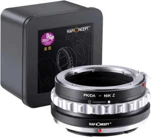 K&F Concept Lens Mount Adapter PK/DA-NIK Z Manual Focus Compatible with Pentax K Mount (PK/DA) DSLR Lens to Nikon Z Mount Camera Body
