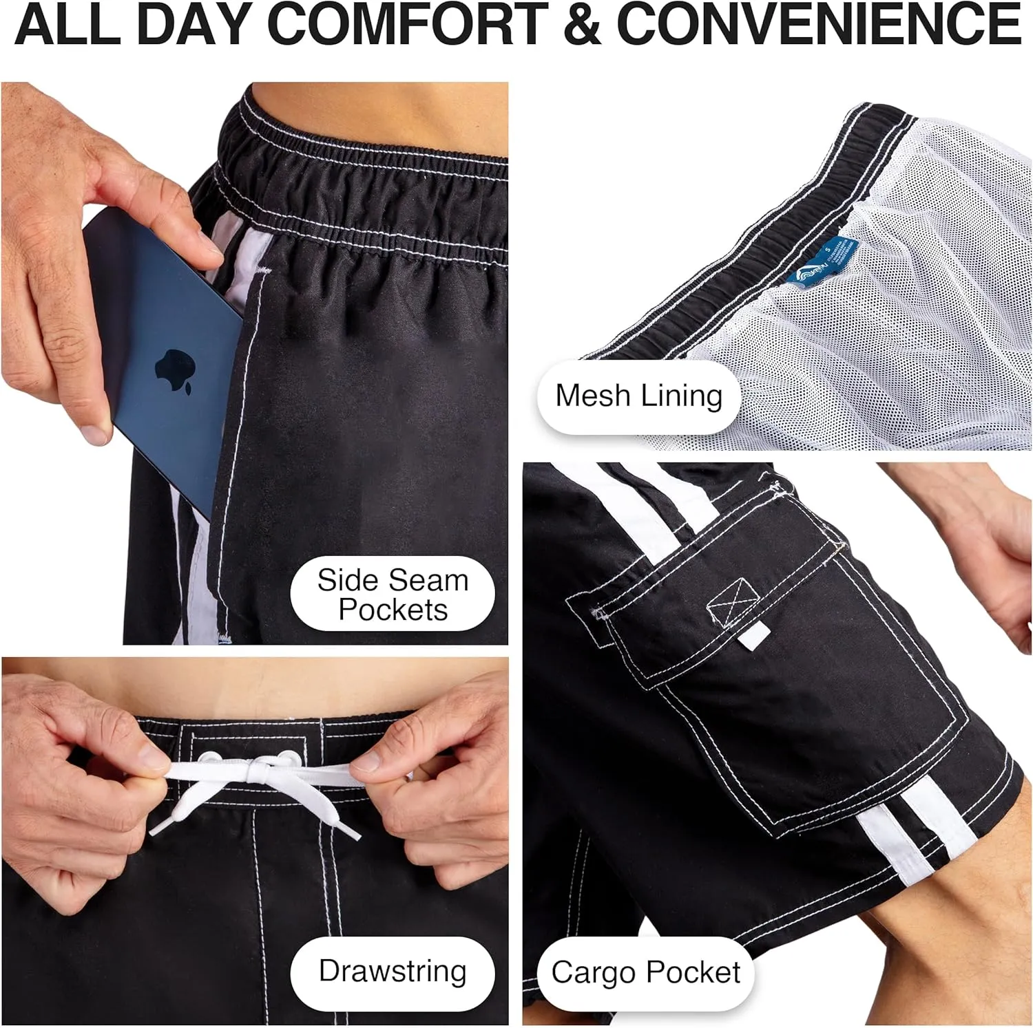 Kanu Surf Men's Barracuda Swim Trunks, 9" Inseam (Regular & Extended Sizes)