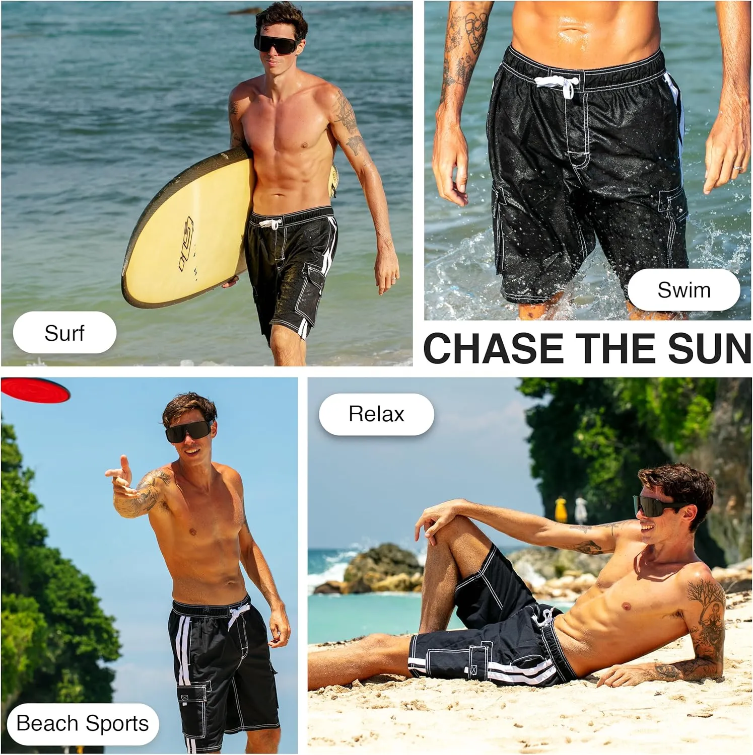 Kanu Surf Men's Barracuda Swim Trunks, 9" Inseam (Regular & Extended Sizes)