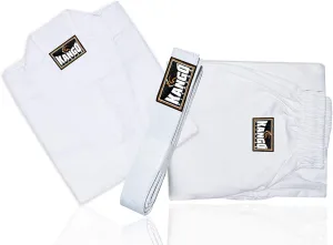 Karate Uniform 8oz for Kids & Adults Midweight Student Karate Gi Martial Arts Uniform Free Belt (White, Size 4/170CM (5'5"-5' 8"))