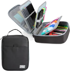 Kasqo Large Pencil Case, 54 Slots Big Capacity Portable Stationery Storage Marker Pen Pouch Bag Holder Multiple Compartment for School Office College Student Adult Teen