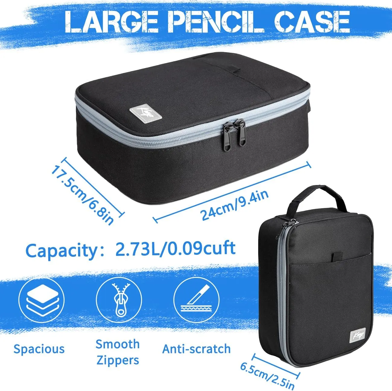Kasqo Large Pencil Case, 54 Slots Big Capacity Portable Stationery Storage Marker Pen Pouch Bag Holder Multiple Compartment for School Office College Student Adult Teen