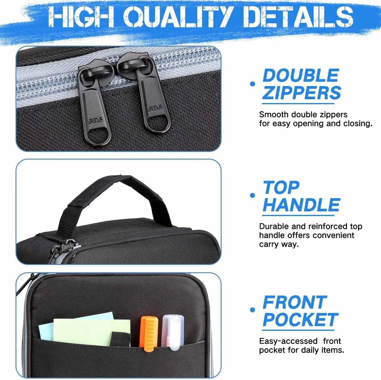 Kasqo Large Pencil Case, 54 Slots Big Capacity Portable Stationery Storage Marker Pen Pouch Bag Holder Multiple Compartment for School Office College Student Adult Teen