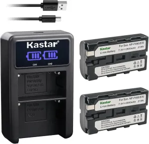 Kastar 2-Pack NP-F570 Battery and LED2 USB Charger Compatible with Neewer F100 F200 FW568 FW600 FZ200, Video Assist 3G-SDI/HDMI, SmallHD 503 702 703, Indie 7, Cine 7 Field Monitor