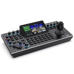 KATOVJJTS PTZ Camera Controller 4K with 5.5" LCD Screen Preview, 4D Joystick HDMI IP NDI Camera Controller for Worship Church Live Streaming, PoE Enable Visca PELCO D/P RS232 RS485 ( NDI License Included)