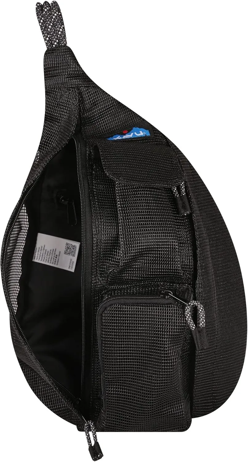 KAVU Mini Beach Rope Bag Mesh Crossbody Sling Backpack - Black