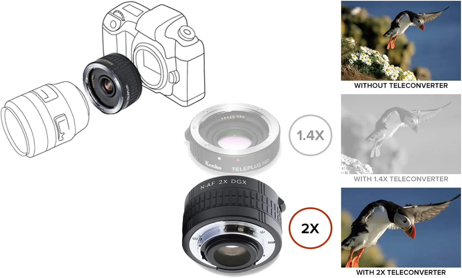 Kenko TELEPLUS HD 2.0X for Nikon F Autofocus Camera Mount, Black (K-TPHD2.0-N)