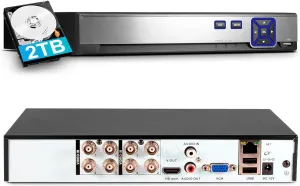 KERUI 1080P 8Channel Security Camera DVR System H.265  Surveillance DVR Recorder for up to 5MP AHD/TVI/CVI/CVBS/IP Cameras, Remote Access, Smart Playback(with 2TB Hard Drive)