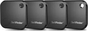 Keys and Phone Finder, Bluetooth Tracker Locator for Keys, Bags, Wallets and More, Up to 300 ft Range, Replaceable Battery, Water-Resistant, iOS and Android Compatible, 4 Pack