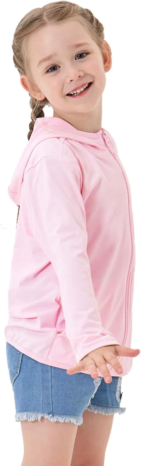 Kids Active Zipper Sun Protection Jacket Boys Girls Hooded Cooling Shirt Pockets Fishing Running Outdoor