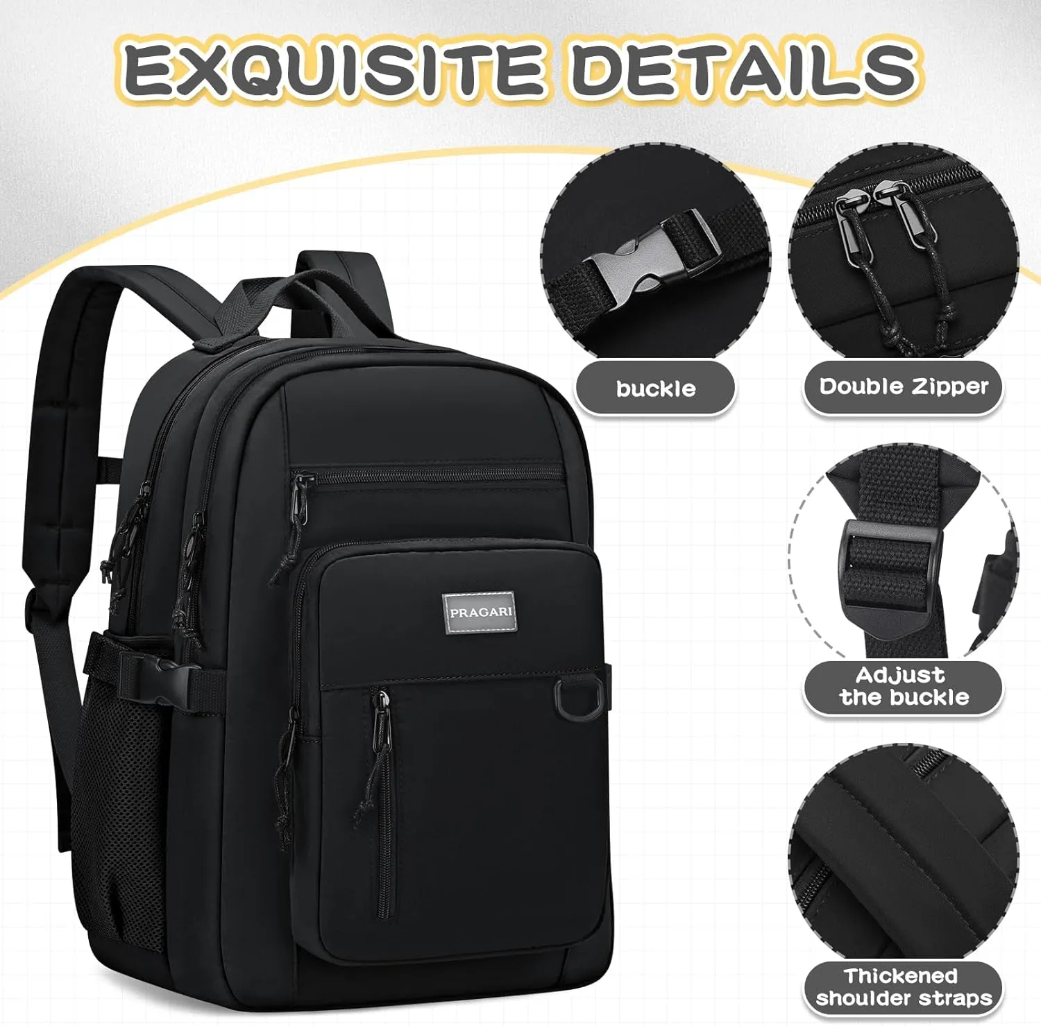 Kids Backpack for School Cute Aesthetic Black Backpack Girls Student Bookbag Women Travel Lightweight Book Bag