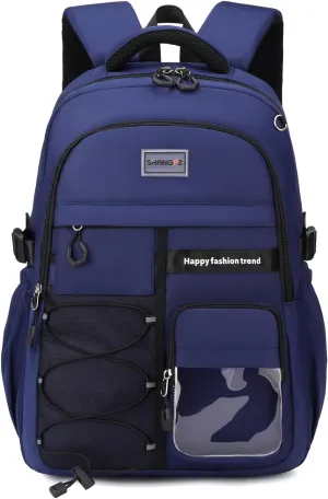 Kids School Backpack For Boy And Girl,Large Capacity High Middle Elementary Primary Students Teens Sports Bookbag (A-Blue)