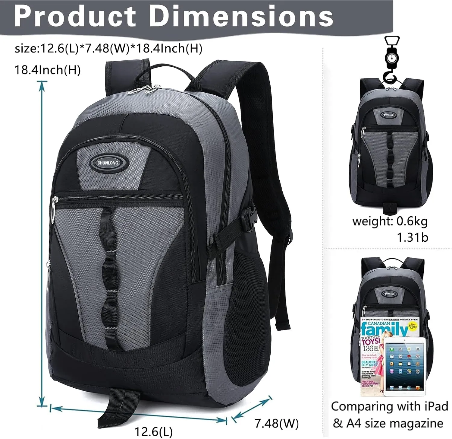 Kids School Backpack For Boy And Girl,Large Capacity High Middle Elementary Primary Students Teens Sports Bookbag (Grey)