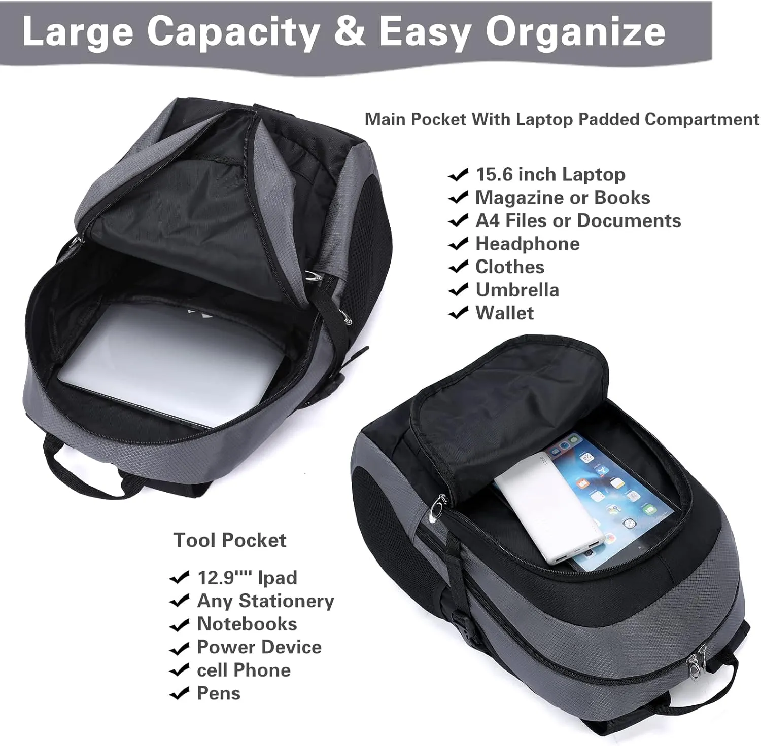 Kids School Backpack For Boy And Girl,Large Capacity High Middle Elementary Primary Students Teens Sports Bookbag (Grey)