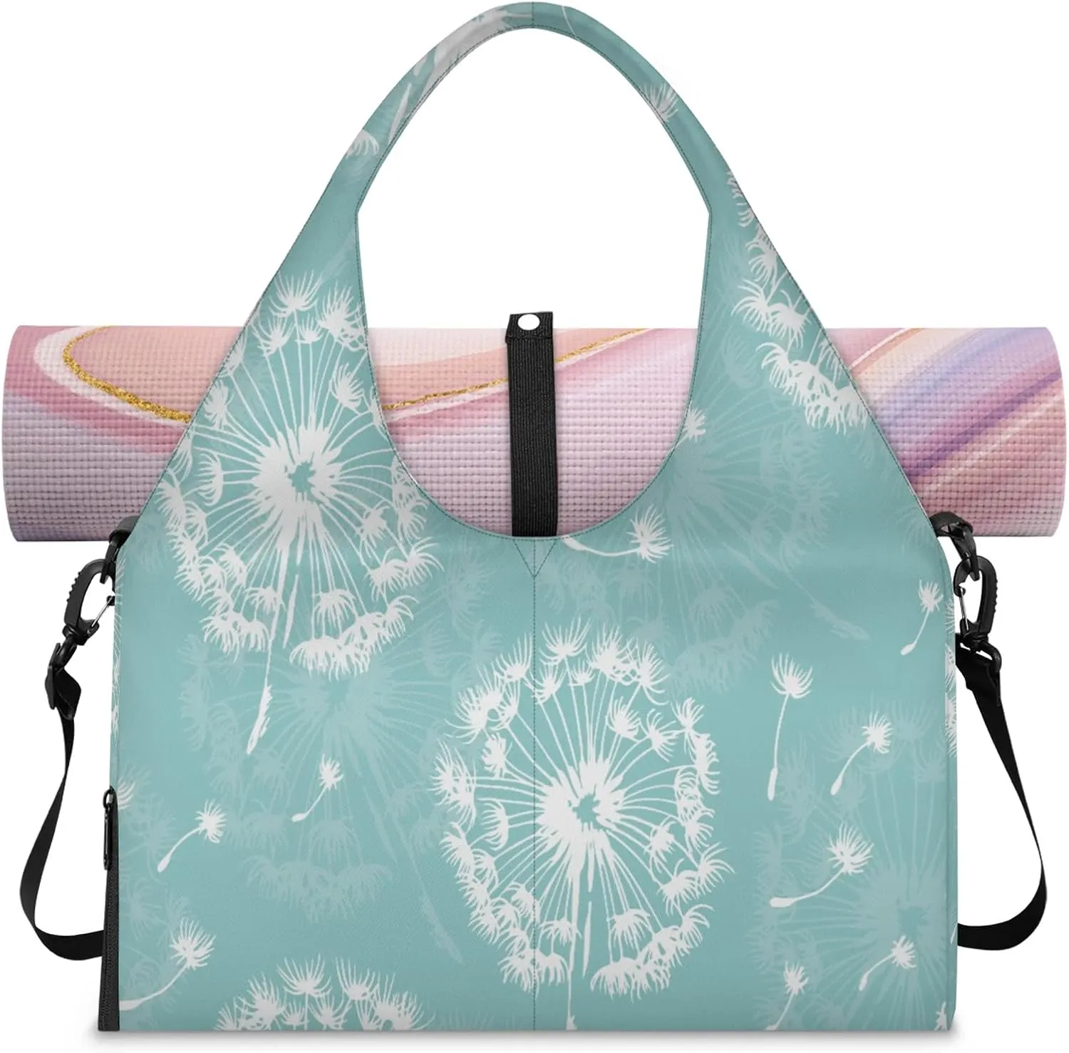 KOBLEN Yoga Gym Bags for Women Duffel Bag with Shoe Compartment and Yoga Mat Portable Weekender Bags for Pilates Travel Offices Workout Beach
