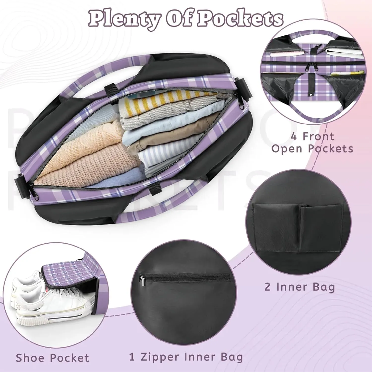 KOBLEN Yoga Gym Bags for Women Duffel Bag with Shoe Compartment and Yoga Mat Portable Weekender Bags for Pilates Travel Offices Workout Beach