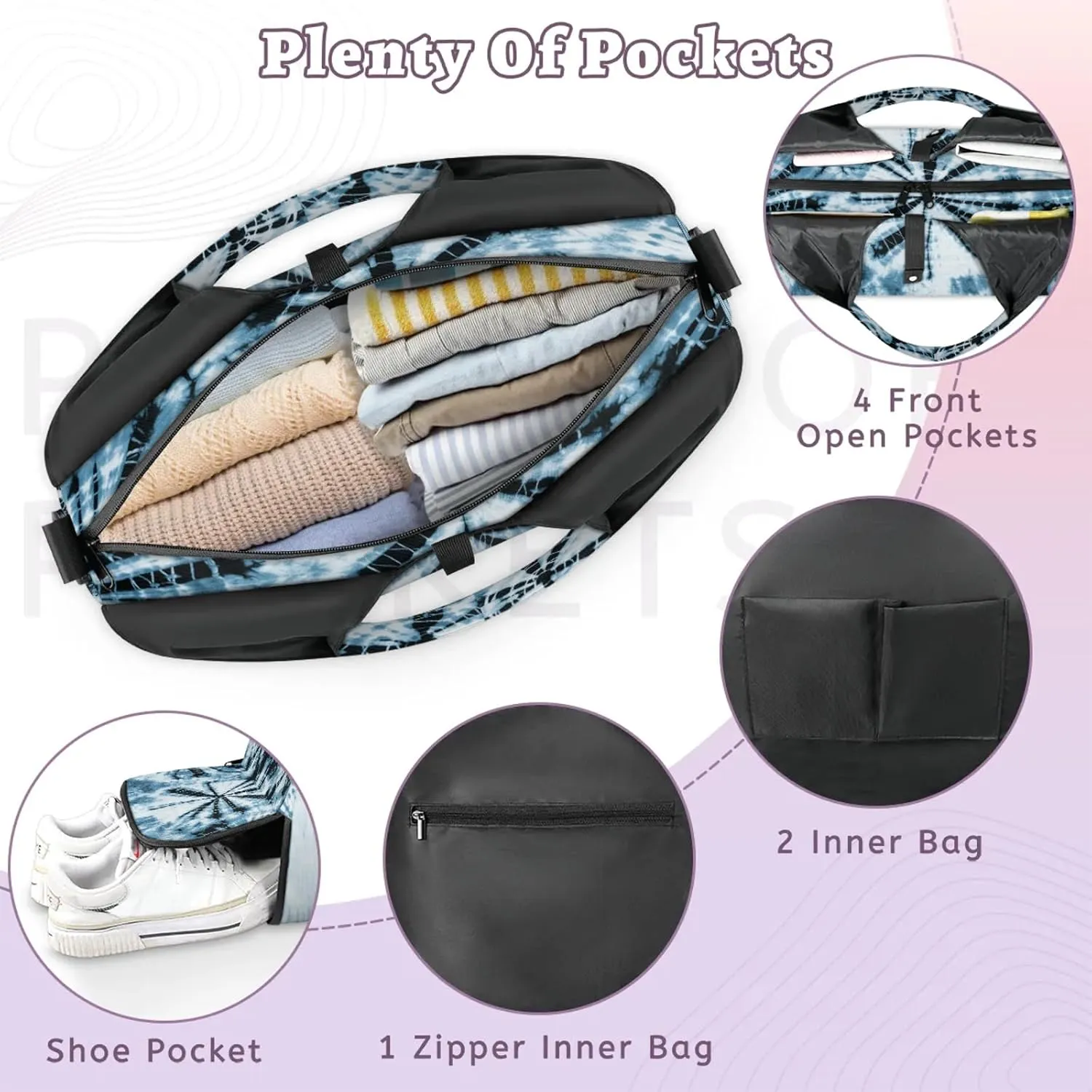 KOBLEN Yoga Gym Bags for Women Duffel Bag with Shoe Compartment and Yoga Mat Portable Weekender Bags for Pilates Travel Offices Workout Beach