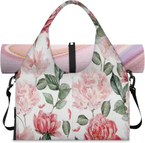 KOBLEN Yoga Gym Bags for Women Duffel Bag with Shoe Compartment and Yoga Mat Portable Weekender Bags for Pilates Travel Offices Workout Beach