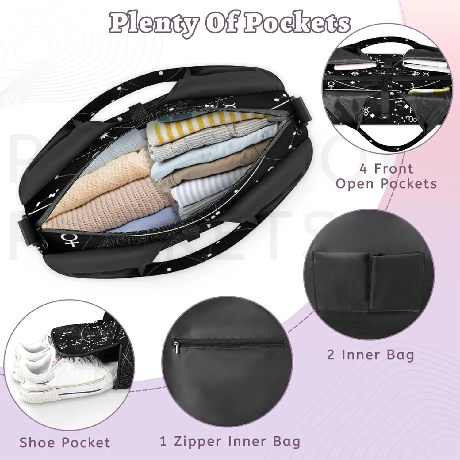 KOBLEN Yoga Gym Bags for Women Duffel Bag with Shoe Compartment and Yoga Mat Portable Weekender Bags for Pilates Travel Offices Workout Beach